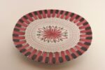 Scandinavian Geometric and Floral Hand-Painted Fajance Platter by Elle Norway - Image 2