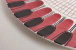 Scandinavian Geometric and Floral Hand-Painted Fajance Platter by Elle Norway - Image 11