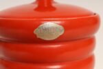 Vintage Czech Bohemian Orange Art Pottery Ribbed Lidded Canister by Erphila - Image 14