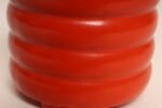 Vintage Czech Bohemian Orange Art Pottery Ribbed Lidded Canister by Erphila - Image 11