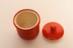 Vintage Czech Bohemian Orange Art Pottery Ribbed Lidded Canister by Erphila - Image 5