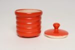 Vintage Czech Bohemian Orange Art Pottery Ribbed Lidded Canister by Erphila - Image 3