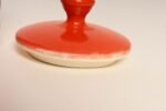 Vintage Czech Bohemian Orange Art Pottery Ribbed Lidded Canister by Erphila - Image 12