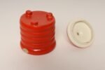 Vintage Czech Bohemian Orange Art Pottery Ribbed Lidded Canister by Erphila - Image 7