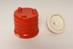 Vintage Czech Bohemian Orange Art Pottery Ribbed Lidded Canister by Erphila - Image 7