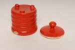 Vintage Czech Bohemian Orange Art Pottery Ribbed Lidded Canister by Erphila - Image 6