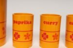 Vintage French Orange Melamine Ten Piece Canister / Spice Set by Sitap - Image 28