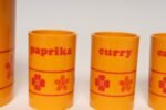 Vintage French Orange Melamine Ten Piece Canister / Spice Set by Sitap - Image 28