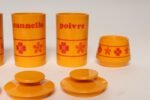Vintage French Orange Melamine Ten Piece Canister / Spice Set by Sitap - Image 26