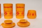Vintage French Orange Melamine Ten Piece Canister / Spice Set by Sitap - Image 26