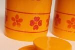 Vintage French Orange Melamine Ten Piece Canister / Spice Set by Sitap - Image 20