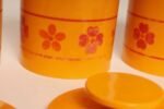 Vintage French Orange Melamine Ten Piece Canister / Spice Set by Sitap - Image 17