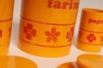 Vintage French Orange Melamine Ten Piece Canister / Spice Set by Sitap - Image 16