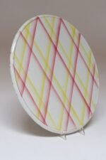 Vintage German Ceramic Cake or Pie Plate / Round Trivet With Diamond Argyle / Lattice Pattern - Image 3