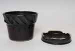 Vintage Matte Brown and Slate Glaze Ceramic Planter with Stand by Deanna Nichols - Image 8