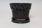Vintage Matte Brown and Slate Glaze Ceramic Planter with Stand by Deanna Nichols - Image 3