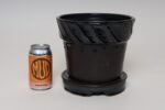 Vintage Matte Brown and Slate Glaze Ceramic Planter with Stand by Deanna Nichols - Image 15