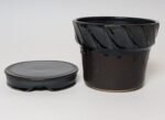 Vintage Matte Brown and Slate Glaze Ceramic Planter with Stand by Deanna Nichols - Image 6