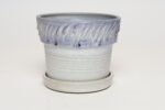 Vintage Periwinkle Incised Studio Ceramic Planter with Saucer by Deanna Nichols - Image 3
