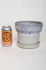 Vintage Periwinkle Incised Studio Ceramic Planter with Saucer by Deanna Nichols - Image 8