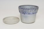Vintage Periwinkle Incised Studio Ceramic Planter with Saucer by Deanna Nichols - Image 2