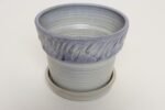 Vintage Periwinkle Incised Studio Ceramic Planter with Saucer by Deanna Nichols - Image 4