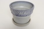 Vintage Periwinkle Incised Studio Ceramic Planter with Saucer by Deanna Nichols - Image 4