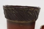 Vintage Crimson Incised Ceramic Planter with Saucer / Stand by Deanna Nichols - Image 16