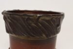 Vintage Crimson Incised Ceramic Planter with Saucer / Stand by Deanna Nichols - Image 18
