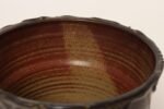Vintage Crimson Incised Ceramic Planter with Saucer / Stand by Deanna Nichols - Image 23