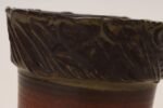Vintage Crimson Incised Ceramic Planter with Saucer / Stand by Deanna Nichols - Image 20