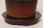 Vintage Crimson Incised Ceramic Planter with Saucer / Stand by Deanna Nichols - Image 27