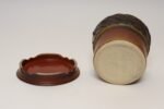 Vintage Crimson Incised Ceramic Planter with Saucer / Stand by Deanna Nichols - Image 11