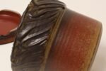 Vintage Crimson Incised Ceramic Planter with Saucer / Stand by Deanna Nichols - Image 17