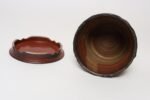 Vintage Crimson Incised Ceramic Planter with Saucer / Stand by Deanna Nichols - Image 12