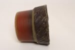 Vintage Crimson Incised Ceramic Planter with Saucer / Stand by Deanna Nichols - Image 14