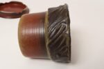 Vintage Crimson Incised Ceramic Planter with Saucer / Stand by Deanna Nichols - Image 15