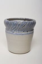 Vintage Navy and Pale Blue Incised Studio Ceramic Planter by Deanna Nichols - Image 2