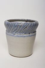 Vintage Navy and Pale Blue Incised Studio Ceramic Planter by Deanna Nichols - Image 2