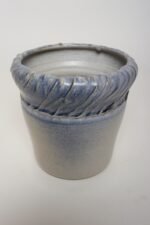 Vintage Navy and Pale Blue Incised Studio Ceramic Planter by Deanna Nichols - Image 5