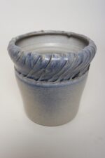 Vintage Navy and Pale Blue Incised Studio Ceramic Planter by Deanna Nichols - Image 5