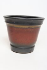 Metallic Slate and Matte Red Glaze Variegated Ceramic Planter by Deanna Nichols - Image 2