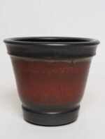 Metallic Slate and Matte Red Glaze Variegated Ceramic Planter by Deanna Nichols - Image 3