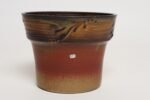 Vintage Orange and Red Ceramic Planter With Botanical Relief by Deanna Nichols - Image 2