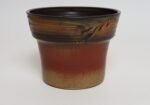 Vintage Orange and Red Ceramic Planter With Botanical Relief by Deanna Nichols - Image 3