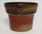 Vintage Orange and Red Ceramic Planter With Botanical Relief by Deanna Nichols - Image 6