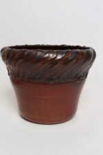 Large Vintage Red, Ochre and Slate Incised Ceramic Planter by Deanna Nichols - Image 5