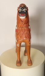 American Folk Art Hand-Carved and Painted Solid Pine Stationary Standing Lion - Image 4