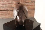 Vintage Leather Pig Footstool by Dimitri Omersa for Abercrombie and Fitch - Image 3