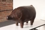 Vintage Leather Pig Footstool by Dimitri Omersa for Abercrombie and Fitch - Image 4
